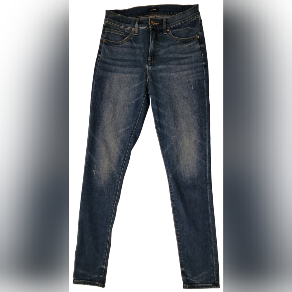 Express Women's Blue Skinny Jeans Size 4, Distressed